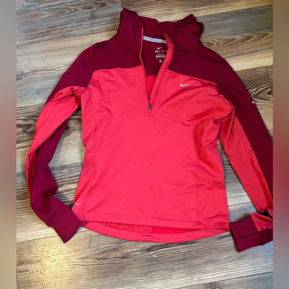 Nike Red and Burgundy Quarter-Zip Pullover